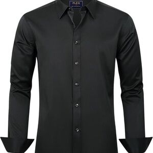 Flex Men's Luxury Collection Italian Long Sleeve Button Up Shirt Black small New